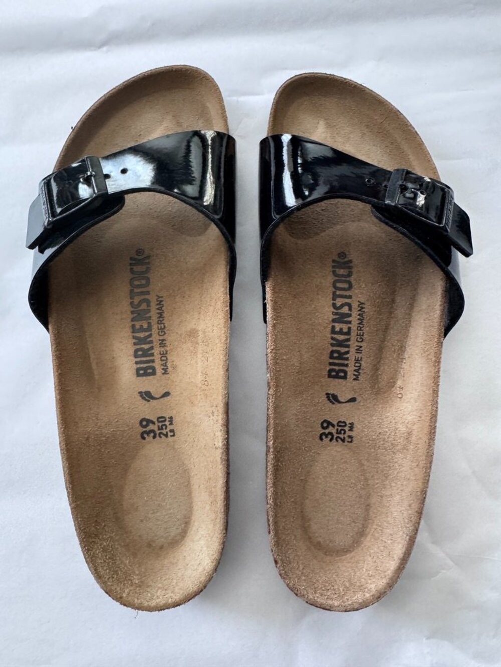 Birkenstock Women's Black Patent Leather Slide Sandals – Size 39 (US 8-8.5), New